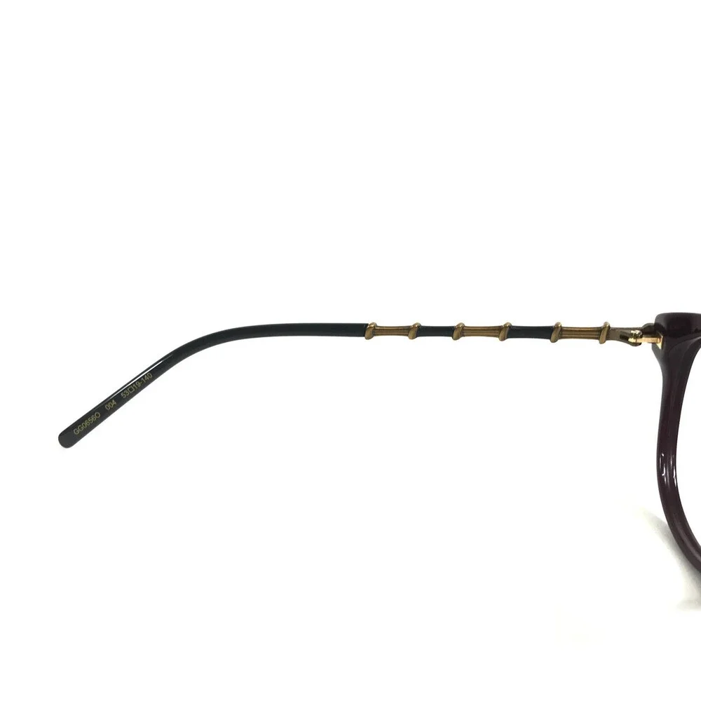 Gucci Eyeglasses Frames GG0656O 004 Shiny Burgundy Antique Gold Bamboo 53-19-140